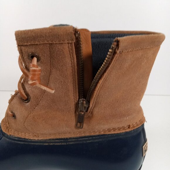 Sperry Duck Boots Women 11 Rain Blue Brown Side Zip STS98305 Outdoor - Picture 6 of 15